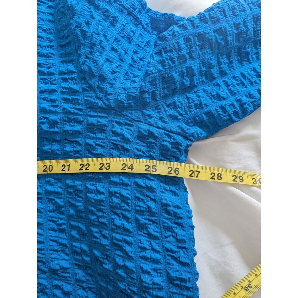 Ali Miles Tunic Women's 1X Blue Wearable Art Blouse Shirt Top Abstract Textured - Picture 10 of 11